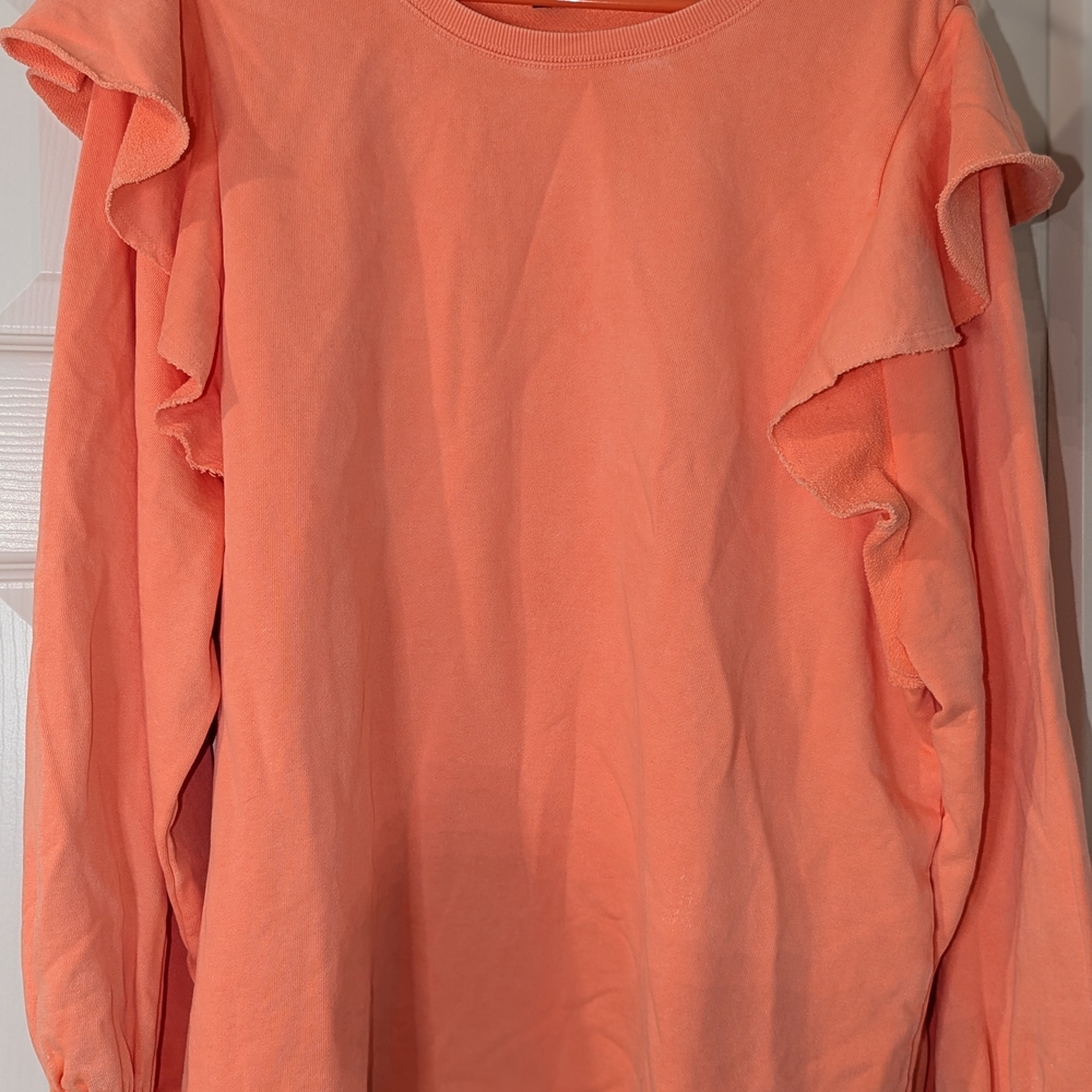 Universal Thread Coral Ruffle Sleeve Sweatshirt - Picture 2 of 6